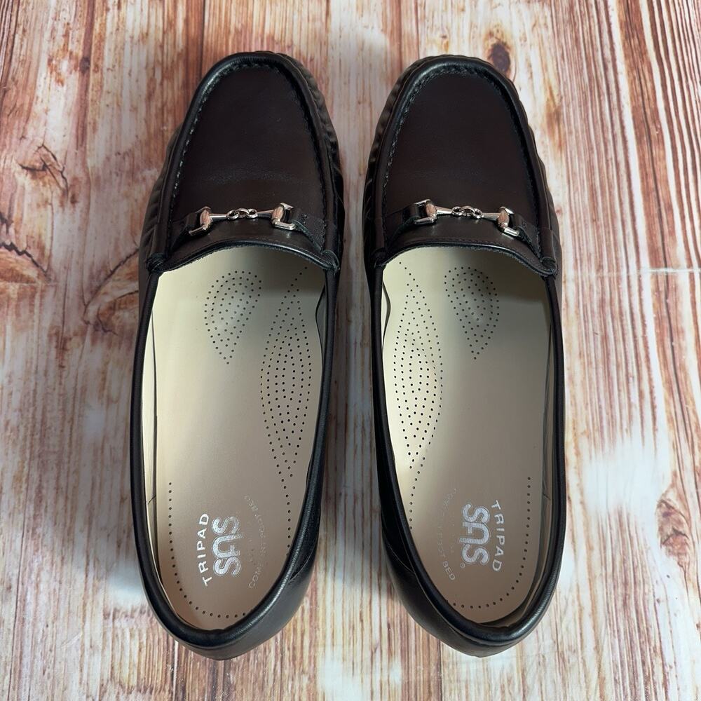 SAS Womens Sz 11WW Black Leather METRO Horsebit Tripad Comfort Loafer Shoe Flats - Picture 5 of 10